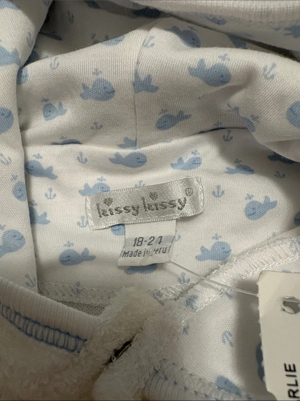 Kissy Kissy baby White Hooded Terry cloth coverup 18-24 months new